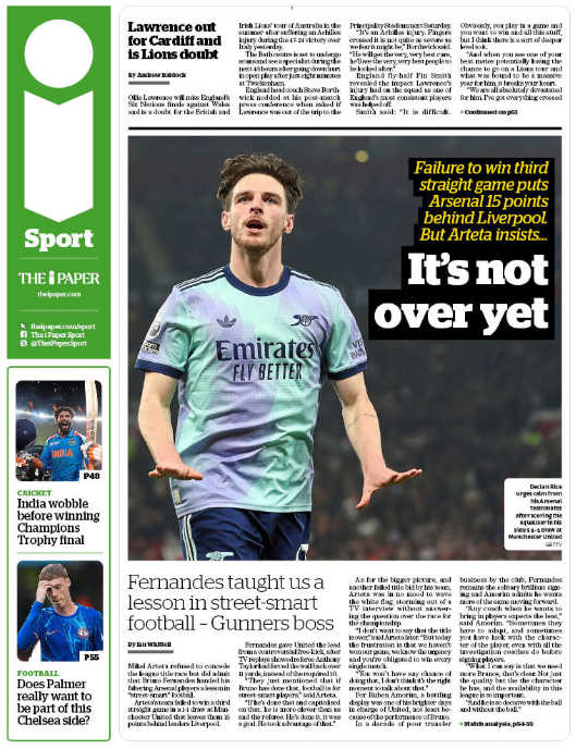 Back page of the i on 10 March 2025