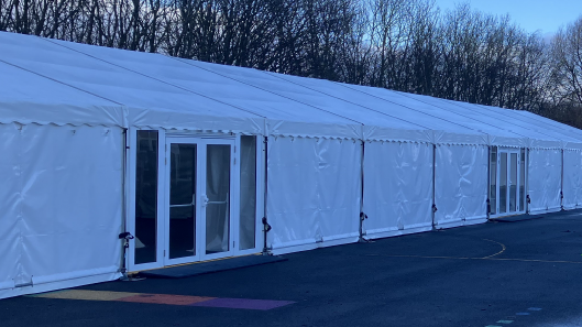 Marquee tent at Hazlewood Community Primary School