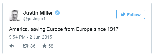 Tweet by Justin Miller - 2 June 2015