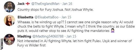 Joshua v Whyte - Twitter reaction