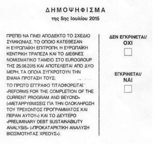 Greek referendum ballot