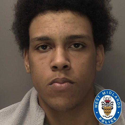 Jovarn Esterine is seen in a police photograph, with the West Midlands Police logo in the corner. He is wearing a grey top and is looking straight at the camera.