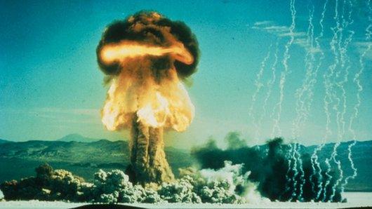 Mushroom cloud from an American atomic bomb test on January 17 1962
