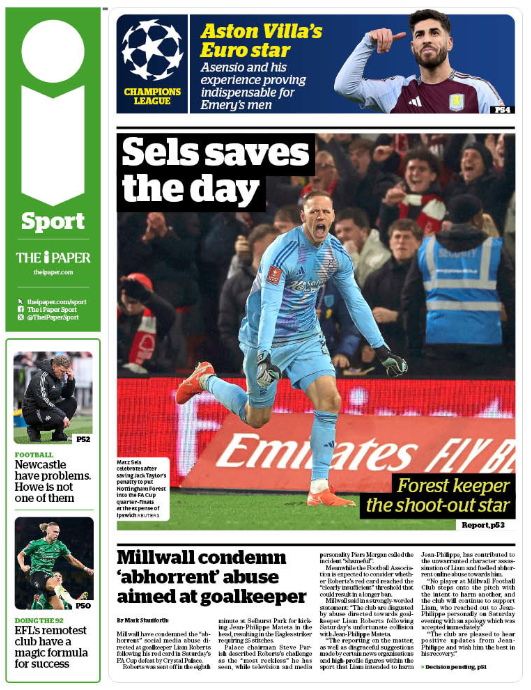 Back page of the i on 4 March 2025