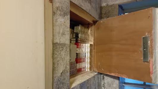 Cigarettes hidden in a cupboard