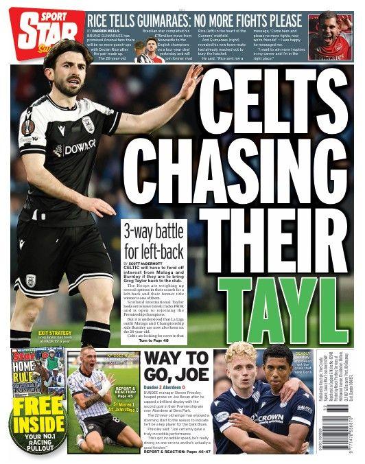 The back page of the Scottish edition of The Star on 090826