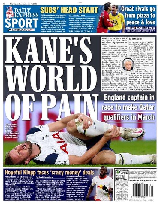 The back page of the Daily Express