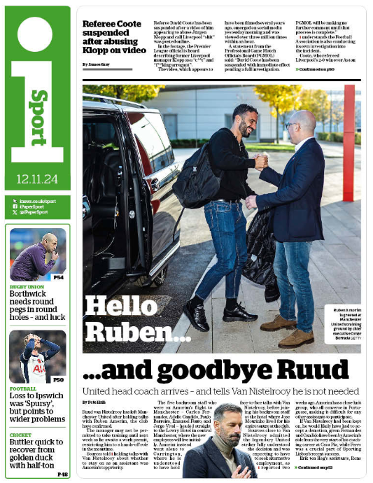 Back page of the i on 12 November 2024