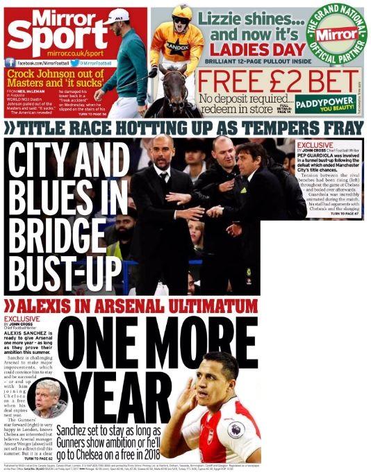 Friday's Daily Mirror back page