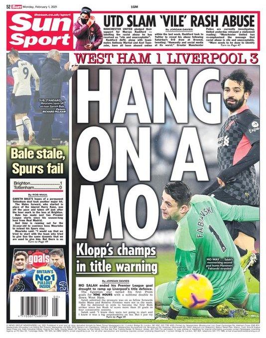 The back page of The Sun
