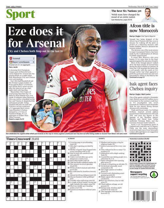 The Times back page