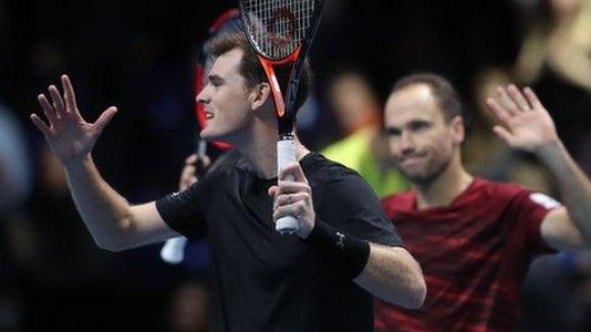 Jamie Murray (left) and Bruno Soares after losing in London