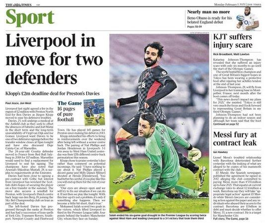 The back page of The Times