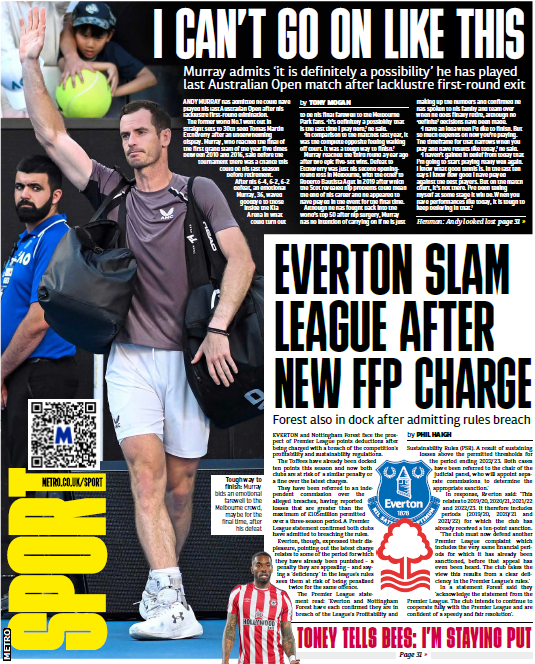 Metro back page