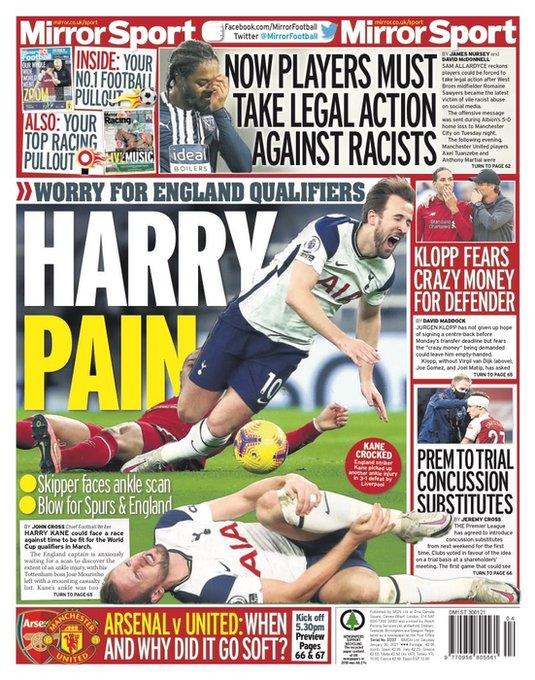 The back page of the Daily Mirror