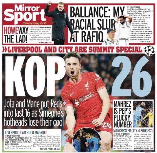 Thursday's Mirror back page