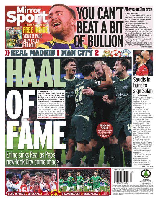 The Mirror back page