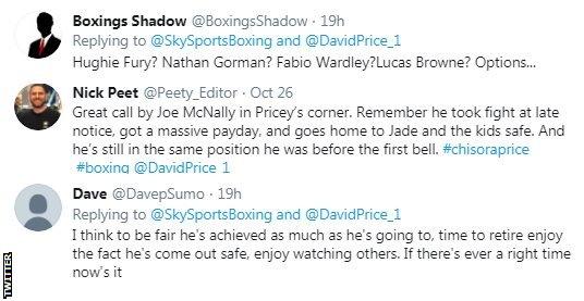 Twitter reaction to David Price loss against Dereck Chisora