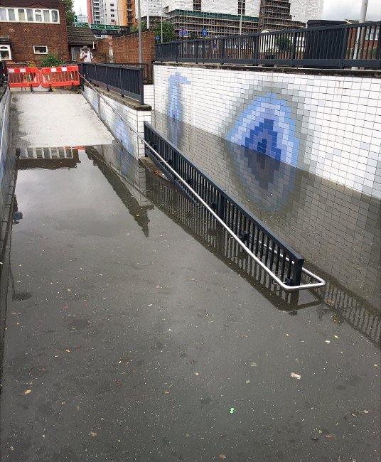 Canning Town subway flooded