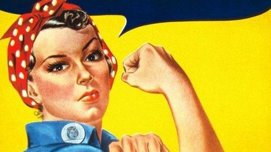 A tweet showing an iconic painting of a woman holding up her arm to show her strength under the phrase "We can do it".