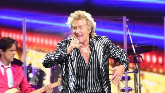 Rod Stewart on stage in Northampton.