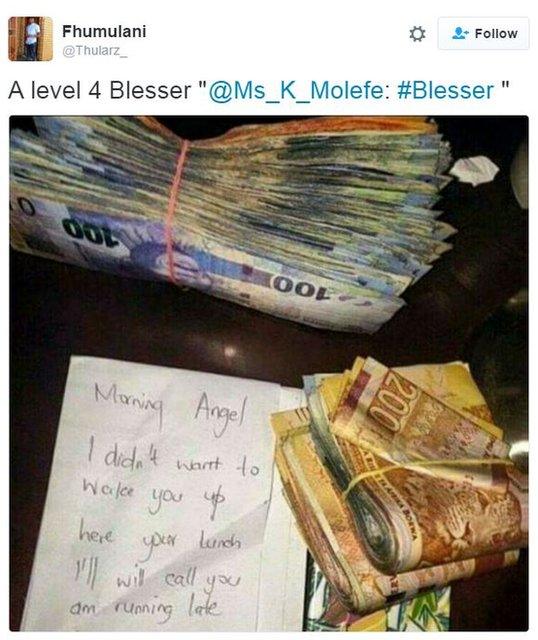 Money left by a blesser