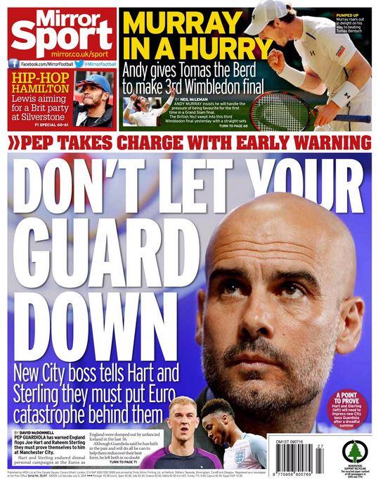 Saturday's Daily Mirror back page