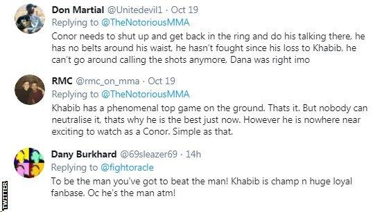 Twitter reaction to McGregor and Dana White comment