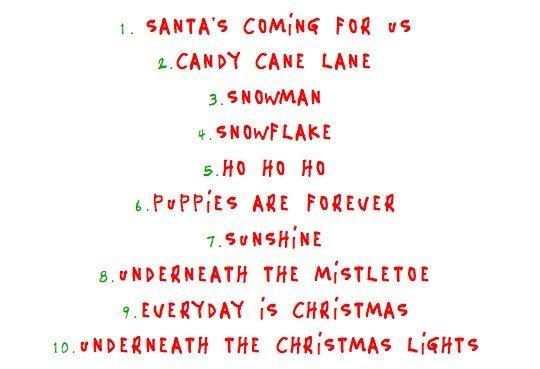 The track listing for the album