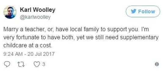 Karl Woolley on Twitter: "Marry a teacher, or have local family to support you. I'm very fortunate to have both yet we still need supplementary childcare at cost"