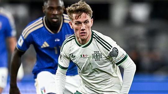 Ethan Galbraith in action during Northern Ireland's World Cup play-off semi-final defeat by Italy 