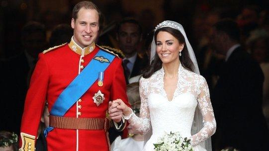 Duke and Duchess of Cambridge on wedding day