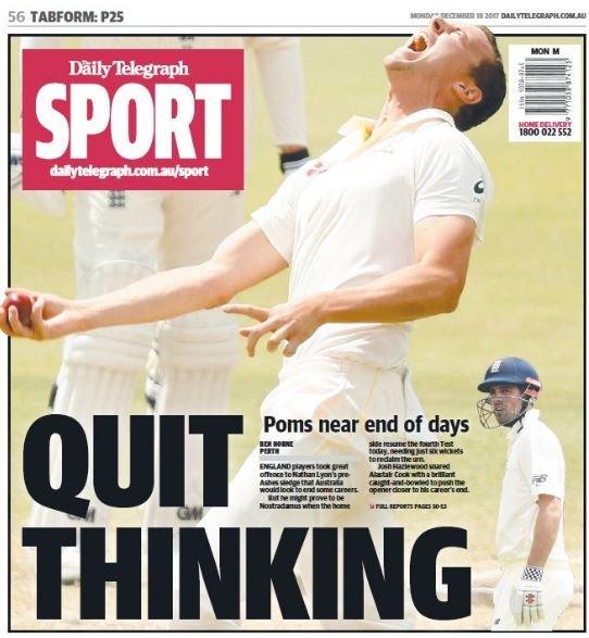 Monday's back page in Australia's Daily Telegraph