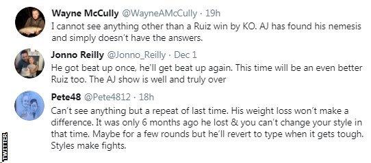 Andy Ruiz Jr v Anthony Joshua twitter prediction