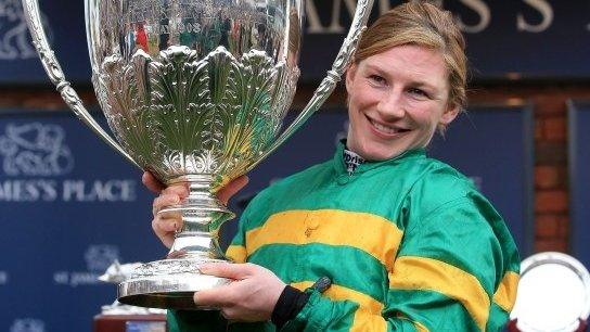 Nina Carberry after winning with On The Fringe at the Cheltenham Festival