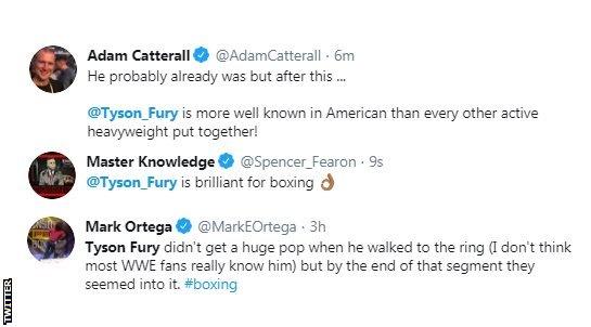 Twitter reaction to Tyson Fury's WWE appearance