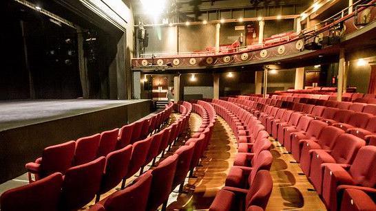 interior of the theatre with rows of seats