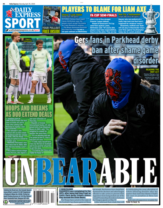 Daily Express back page