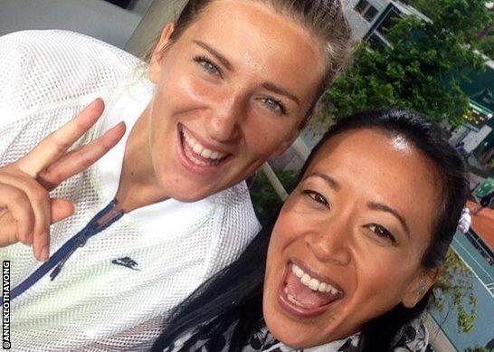 Anne Keothavong and Victoria Azarenka