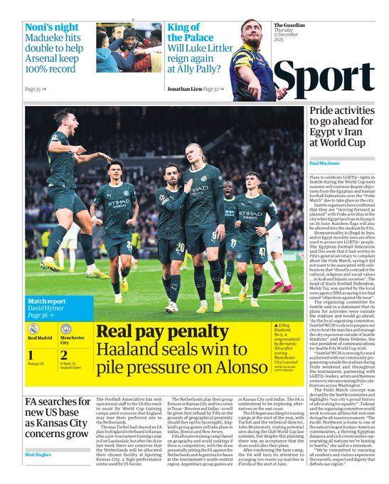 The Guardian back page