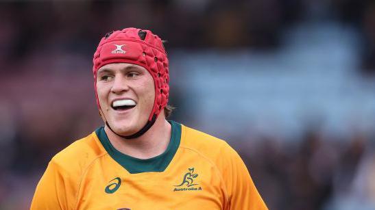 Tom Hooper of Australia looks on during the international friendly match between England A and Australia A at The Stoop in November