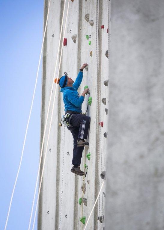 Climbing wall at ROKT outdoor climbing centre in Brighouse