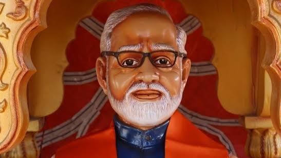 Narendra Modi idol at a temple in Gujarat