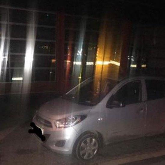 Car parked outside Bodmin Fire Station