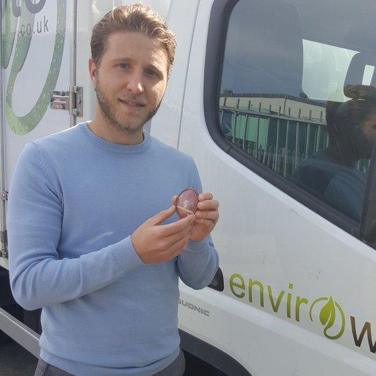 James Rubin holding the relic