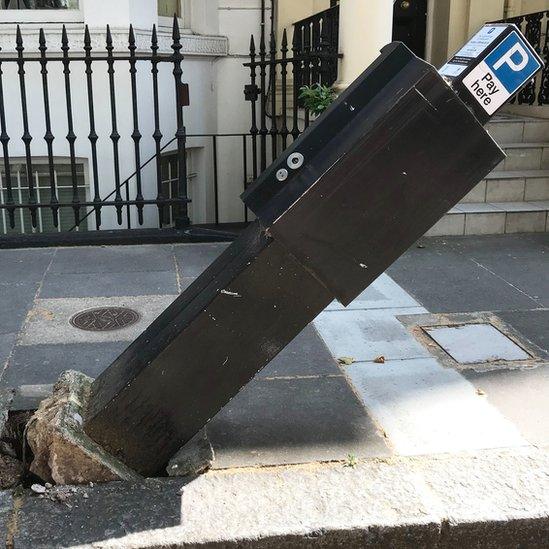 Damaged parking meter