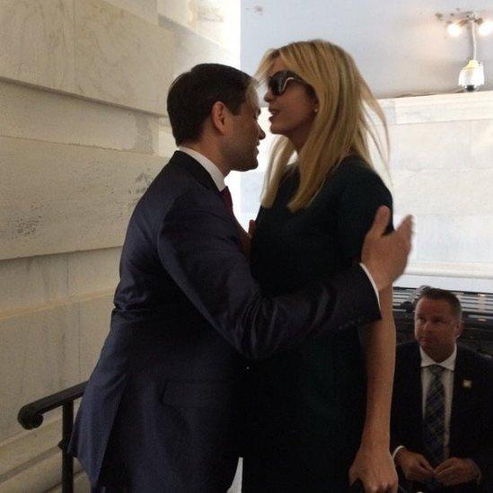 Picture of awkward interaction between Sen> Marco Rubio and Ivanka Trump