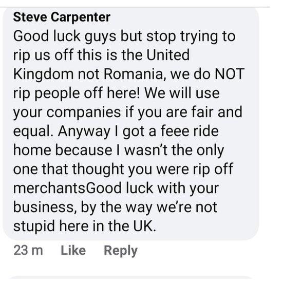 Facebook comments made by Mr Carpenter