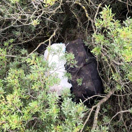 Two bags filled with 40-50kg of cannabis each that have been seized on the Greek-Albanian border