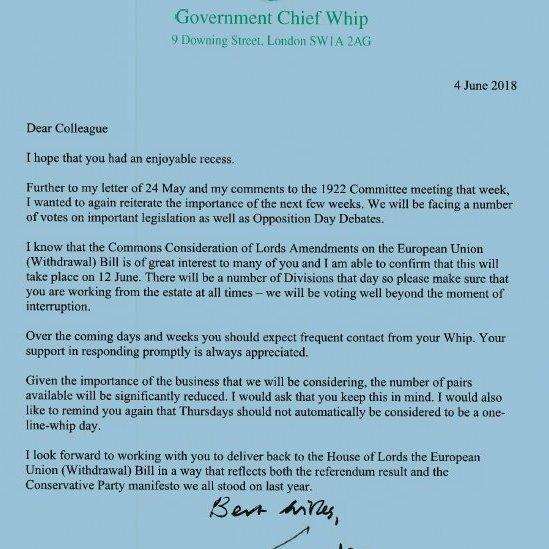 Julian Smith letter to MPs